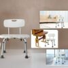 taimowei Height Adjustable Bath Chair Bathing Shower Stool with Arms and Padded Back Aid for Elderly Disabled and Handicapped Max User,Household