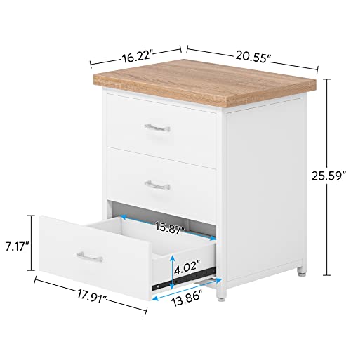 LITTLE TREE Nightstand Side End Table, Engineered Wood, White