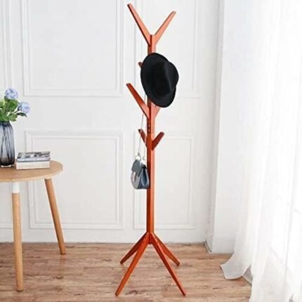 KRHINO Clothes rack and hat rack Coat Rack Solid wood floor coat rack Triangle Base clothes shelves hanger home storage bedroom furniture Coat St