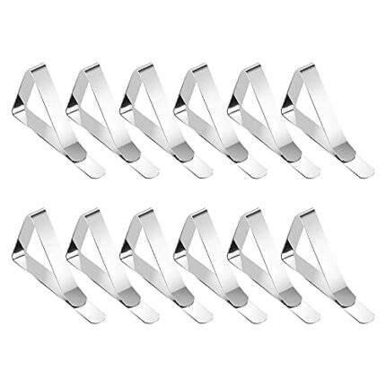 lmytdo Table Cloth Clip, Tablecloth Clips for Outside Table Table Cover Clamps 12 Pack Stainless Steel Tablecloth Holders for Outdoor Indoor Kitc