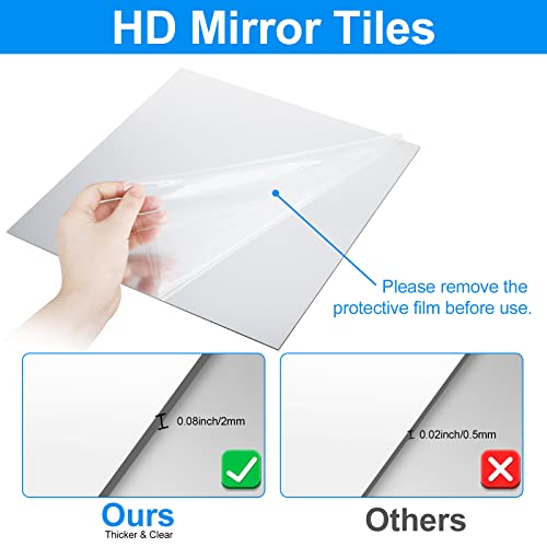 EEEKit 4 Pack Full Length Mirrors Tiles, Acrylic Wall Mounted Mirrors,2mm Thick Acrylic Stick on Wall Mirrors Sheets for Baby Kids Playroom,Bathr