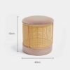 Haadi Traders Storage stool | Rattan & Velvet Footstool | Pink Dressing Table Storage Stool Pouffe with Lid 42CM | Footrest Ottoman Stool Seat