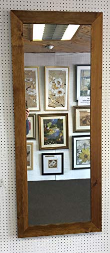 NEW LONG 3" MEDIUM OAK STAINED SOLID PINE LONG AND FULL LENGTH DRESSING MIRRORS - VARIOUS Plain Mirror Glass, 17” x 53” (43cm x 135cm)