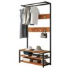 DINGZZ Hat Coat Rack Cloth Shoe Stool Rack Hanger Hook Shelf Clothing Entrance Floor Display 2 Tier Clothes Rack (Color : Argento, Size : 60x34x1