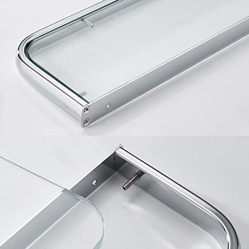 Wall-mounted Glass Shelf Stainless Steel Bathroom Shower Room Storage Rack Easy to Clean Single Layer Kitchen Spice Rack