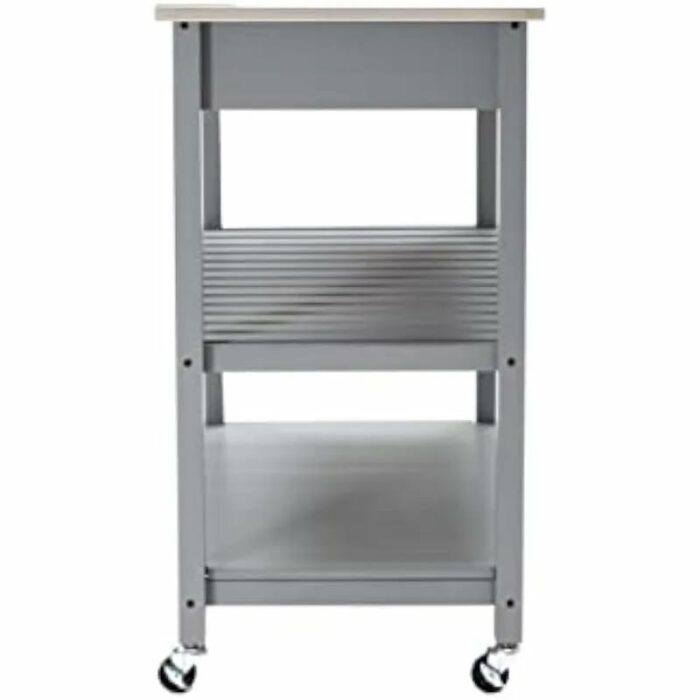 JJZXD Kitchen Cart With Stainless Steel Top, Gray Rolling Cart