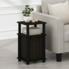 Furinno 3-Tier End, Side Table, Nightstand with Door, Engineered Wood, Espresso/Black, 1-Pack
