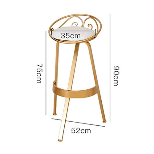 SDFGH Bar Stool chairs High Chair Wrought Iron Bar Chair Gold Stool Dining Chair Nordic Pub Accessories Leisure