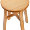 Yesland Little Wood Stool - 9.5 Inch/24cm Round Bamboo Shower Seat Stool Milking Stool - Anti Slip Small Short Stool for Kids, Adults, Shoe Chang