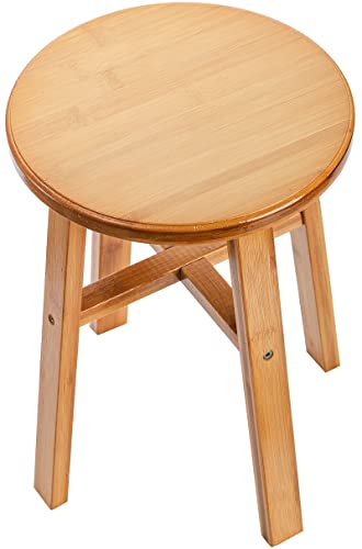 Yesland Little Wood Stool - 9.5 Inch/24cm Round Bamboo Shower Seat Stool Milking Stool - Anti Slip Small Short Stool for Kids, Adults, Shoe Chang