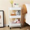 BHVXW 3 Tier Rolling Cart With Wheels Metal Utility Cart Storage Organizer Trolley Cart For Kitchen Bathroom ( Color : Wit , Size : 1pcs )