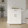 JJZXD Solid Wood American Household Mobile Hand-push Kitchen Multifunctional Sideboard Snack Food Cart Hotel Commercial