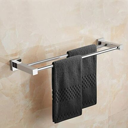 HONPHIER® Towel Shelf Multi-Function Towel Rack SUS304 Stainless Steel Towel Storage Wall Mounted Bath Towel Rail Double Towel Bar for Bathroom
