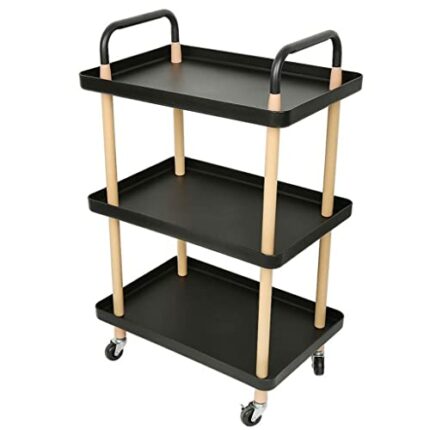 SLNFXC Kitchen 3-layer Square Cart Simple Multi-function Simple Installation Trolley Living Room Home Storage (Color : Svart, Size : 1pcs)
