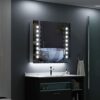 Quavikey® Bathroom Mirror Cabinet with Lights and Shaver Socket LED Illuminated Cabinet Wall Mounted with Shelf and Anti Fog Cubes Light 650 x 60
