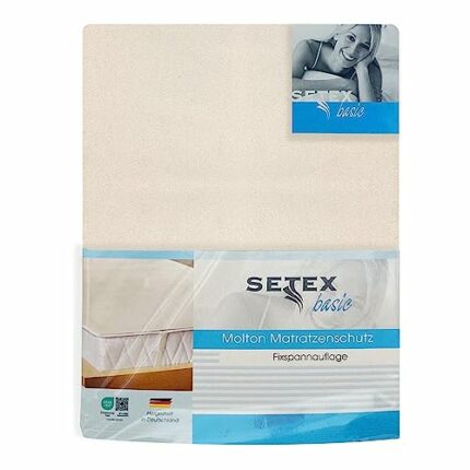 SETEX molleton mattress protector, corner elastic bands, 100% cotton, basic, Cotton, natural, 160 x 200
