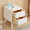 SDFGH Simple Bedside Table, All Solid Wood Double Drawer Design, Mini White Bedside Table