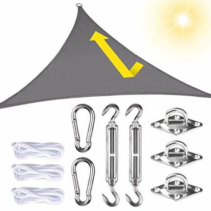 longziming Triangle Garden Sun Shade Sail, 3x3x3m 98% Anti-UV Block Waterproof Triangle Canopy,for Outdoor Garden Patio Party Backyard Yard Campi