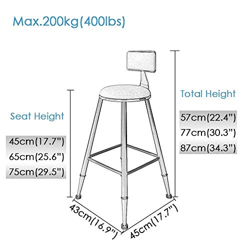 AANAN Stools,Stool,Bar Stools Dining Chairs Pub Bar Height Barstool, Modern Contemporary Dining Caf Bar Stool Chairs with Pink Seat and Backrest,
