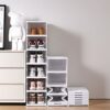 XIYAO Foldable Shoe Storage 6 Tier Front Opening Shoe Organizer-Clear Sturdy Plastic Shoe Storage Box Assembly-Free Foldable Shoe Rack,Plastic Sh