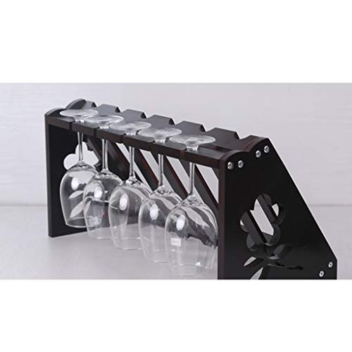 Countertop Triangle Shape Bamboo Wood Wine Rack - Table Top Wine Bottle Storage Slots for 6 Bottles 5 Wine Glass Rack Hanging Cup Holder -Free St