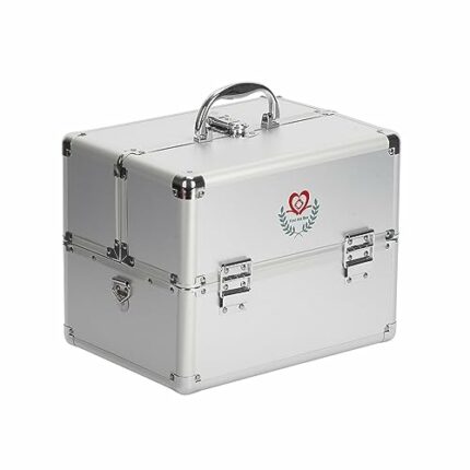 Nisorpa Locking Medicine Box First Aid Key Safe Box with Lock Portable Lock First Aid and Medicine Storage Box Double-opening Medicine Box 11.81