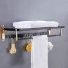 TBIIEXFL Bathroom Hardware Set Black Hook Towel Bars Shelf Towel Hanger Aluminum Bathroom Accessories Towel Rack Towel Toilet Brush