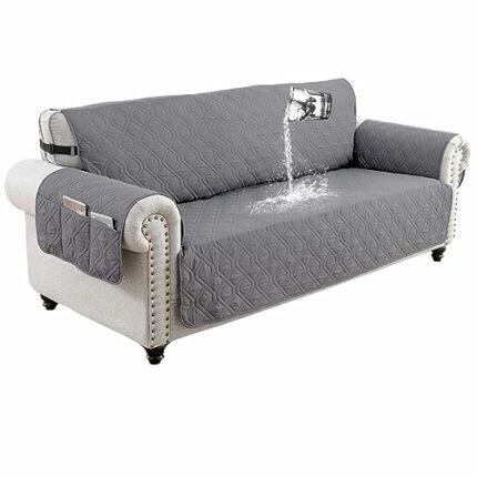DSECHCRSL Sofa Cover 3 Seater, 100% Waterproof and Non-Slip Sofa Protectors Slipcover with 6 Side Pocket, 3 Seats Couch Covers with Adjustable El