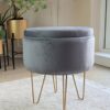 ASPECT Elenore Storage Hairpin Legs/Dressing Stool (Dark Grey/Gold), Wood, 41(L) x41(W) x45.5(H) cm
