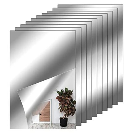 Self-Adhesive Mirror Wall Decoration, Mirror Tiles, Self-Adhesive, Pack of 10, 15 x 20 cm, Self-Adhesive Decorative Wall Mirror, Flexible Mirror