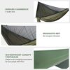 3in1 Outdoor Double Camping Hammock, Ripstop Nylon Travel Hammock with Mosquito Net and Rainfly Tarp, Tree Straps 200kg Load Capacity Large Hammo