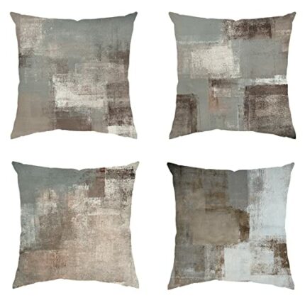 Minicoco Cushion Covers Outdoor Cushions Covers Linen Cushion Cover Outdoor Cushions for Garden Furniture 4 Pack Throw Pillow Case for Garden, So