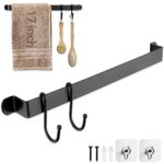 Towel Rack for Bathroom: Bath Towel Holder Wall Mounted - Matte Black Towel Bar Rod with 2 Towel Hooks 17-Inch … B0BYCGV61J