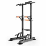 ZXYWW Power Tower Dip Station Pull Up Bar, Indoor Adjustable Height Dip Stands with Multi-Grip, Heavy Duty Strength Training Equipment