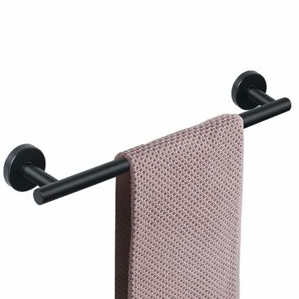 NearMoon Bathroom Towel Bar, Bath Accessories Thicken Stainless Steel Shower Towel Rack for Bathroom, Towel Holder Wall Mounted (1 Pack, Matte Bl