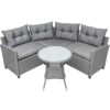 CZDYUF 4-piece Resin Wicker Patio With Round Table, Gray Cushion Furniture Set Sofa-type Garden Pool Balcony