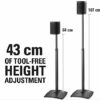 Sanus WSSA2-B2 Height Adjustable Wireless Speaker Stand in Pair for SONOS ONE PLAY: 1 and PLAY: 3 - Black