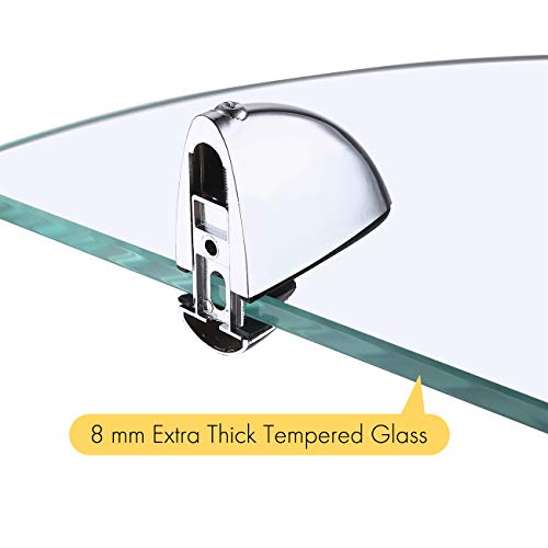 KES Shower Corner Glass Shelf 8MM Thick Tempered Glass, Bathroom Shelves Wall Mounted Triangular Polished Chrome Bracket, BGS3100