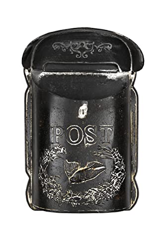 Creative Co-op Black Embossed Tin Letter Post Box, 10" x 15.5"
