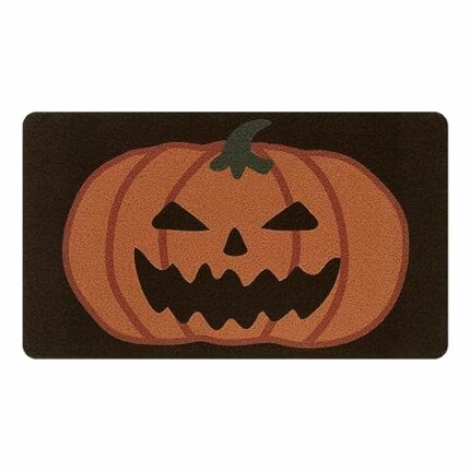Lahome Halloween Decorative Door Mat, Outdoor Indoor Front Doormat with PVC Backing, Durable Non Slip Black Pumpkin Coir Door Mats for Entrance P