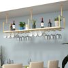 EYLINK Wall Mounted Wine Rack Ceiling Hanging Wine Rack/Plant Rack Roof Wall Hanging Rack European-Style Metal Wine Glass Rack Bar Kitchen Bedroo