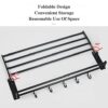 HIGOH Towel Rack Aluminum Towel Rack,Wall Mounted Shower Room Hanger,Foldable with Hook Towel Storage Holder Bathroom Accessories Bathroom Hardwa