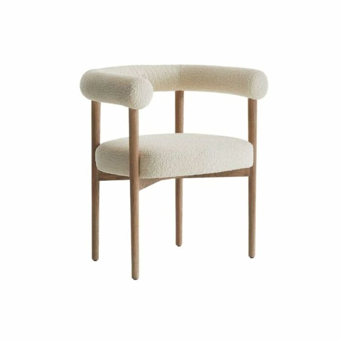 JJZXD Comfortable Wood Dining Chairs Armrest Backrest Chair Upholstered Makeup Kitchen Furniture (Color : Argento, Size : 55x66.7x71)