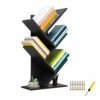 QUMENEY Tree Bookshelf, Wood Book Tower, 5-Shelf Bookcase - Premium Books/CDs/Albums/Files Holder, Display Storage Rack Organizer Shelves for Hom