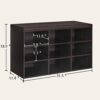 DINZI LVJ Shoe Bench, 9 Cubbies Shoe Organizer for Entryway, Storage Bench with Cushion, Cubby Shoe Rack with Adjustable Shelves for Living Room,