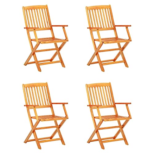 TJLSS Folding Garden Table and Chairs 5-Piece Solid Acacia Wood for Outdoor Garden Camping Patio Dining Set