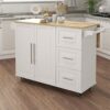 UXZDX Kitchen Island Cart On Wheels,Rolling Kitchen Cart With Solid Wood Countertop And Spice Rack, Rolling Kitchen
