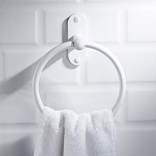 MEETOZ Towel Rings,Exemption Drill Hole Towel Rings,Towel Hanger Rings for Bathroom and Kitchen Suitable for Bathroom, Kitchen and Bathroom (Whit