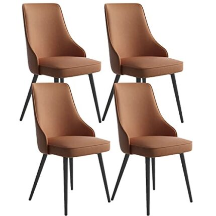Kitchen Dining Room Furniture Chairs Dining Chairs Set Of 4 Living Room Side Chairs Water Proof PU Leather Kitchen Chair with Metal Legs Kitchen