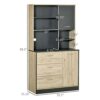 WALNUT 67" Freestanding Buffet, Kitchen Storage Cabinet With 3 Drawers, Cable Management, 4 Cubbies And 2 Cabinets.